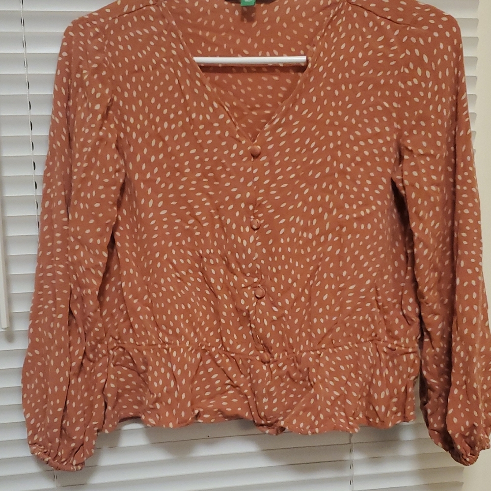 Women's Rust Polka Dot Blouse